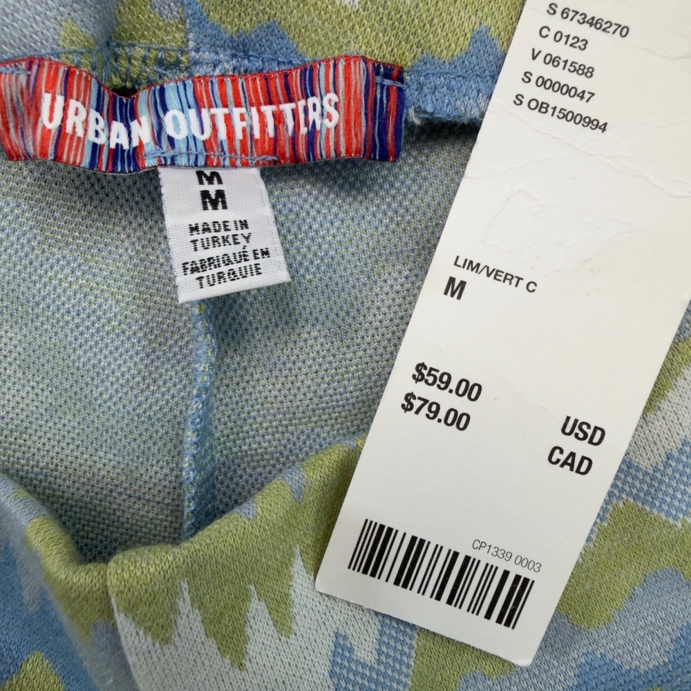 Urban Outfitters Bryn Blue Green Chevron Print Knit Flare Pants Women Medium NWT - Picture 6 of 14